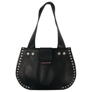 Cyclus Black Studded Shoulder Bag Recycled Tire Upsycled Unique